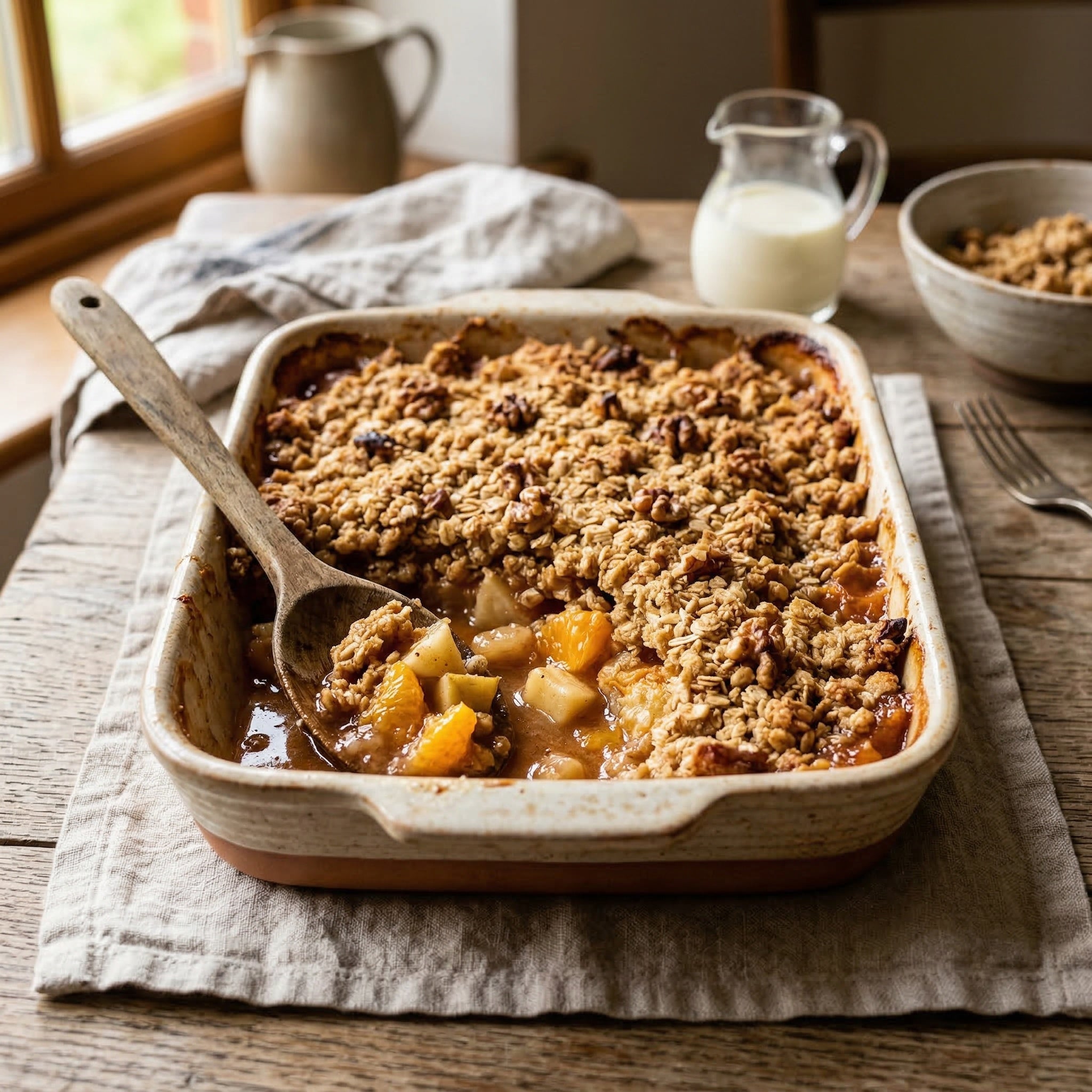 Crumble de Maçã, Pêra e Clementina
