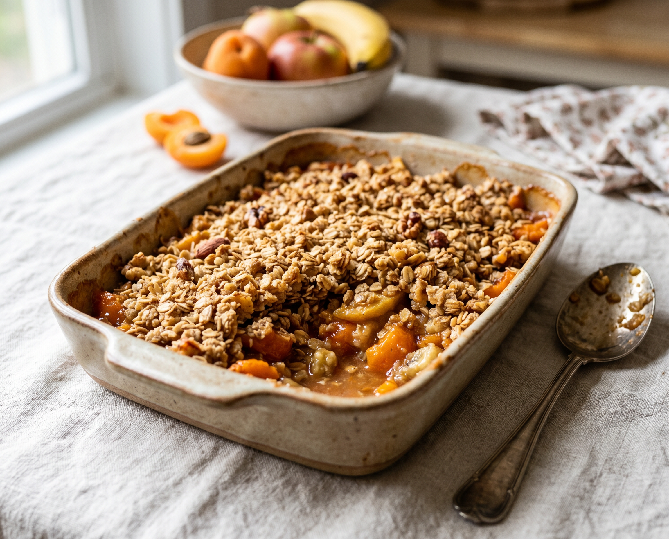 Crumble de Alperce, Maçã e Banana