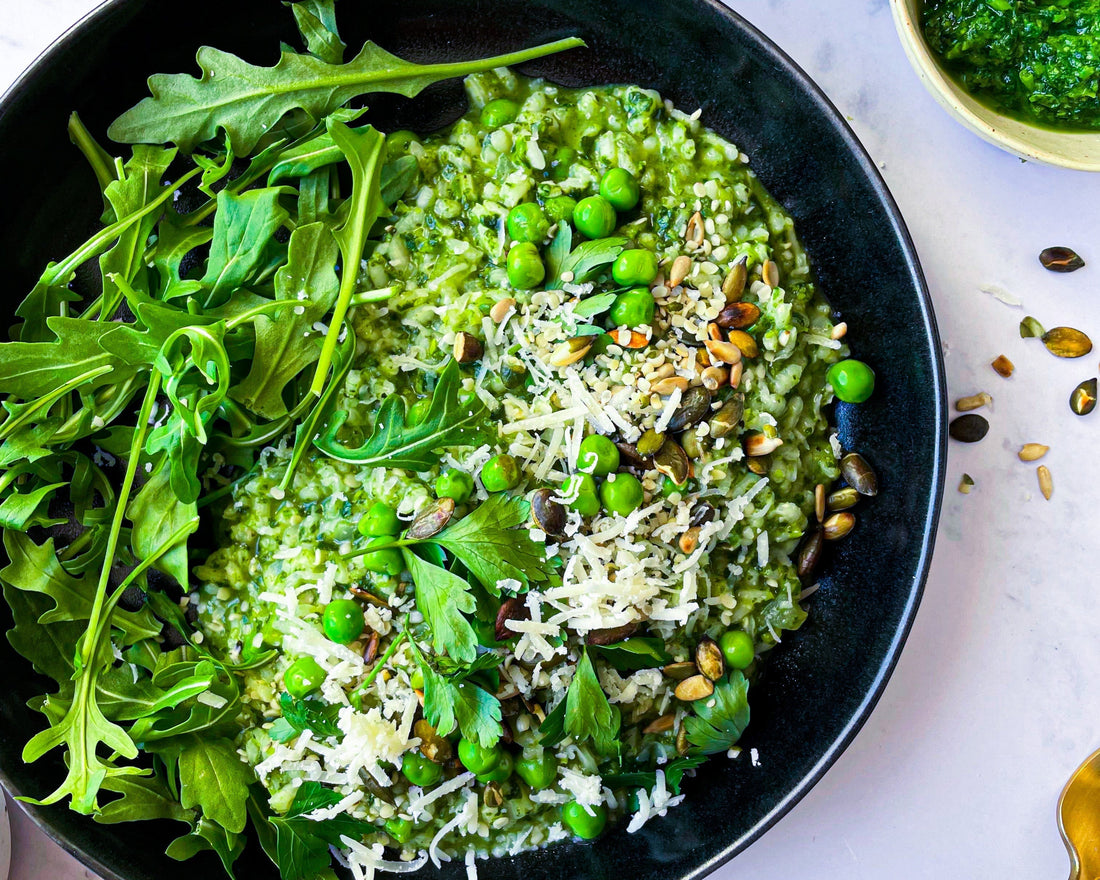 Risotto de espinafres e ervilhas Equal Food