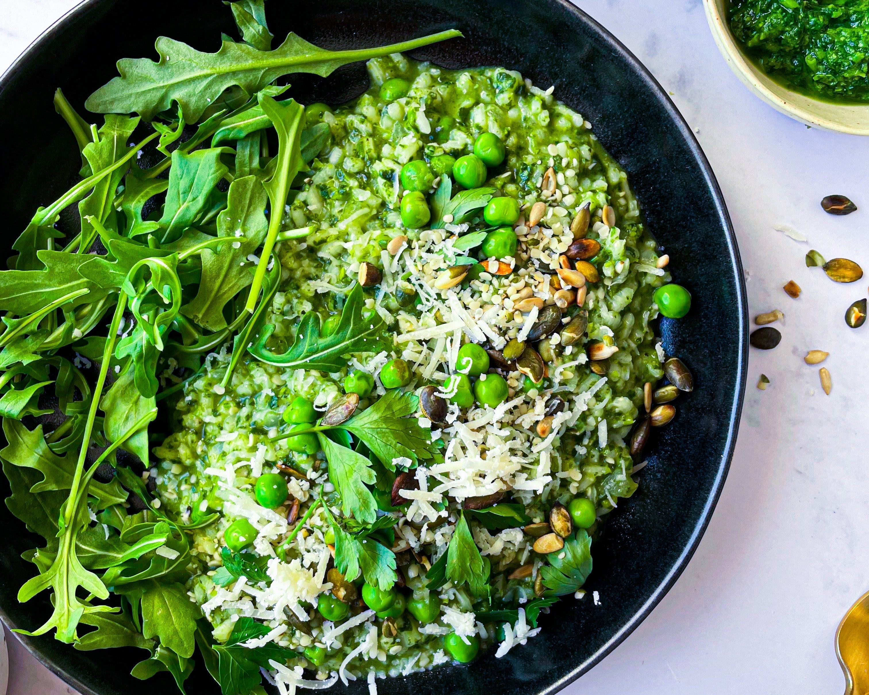 Risotto de espinafres e ervilhas Equal Food