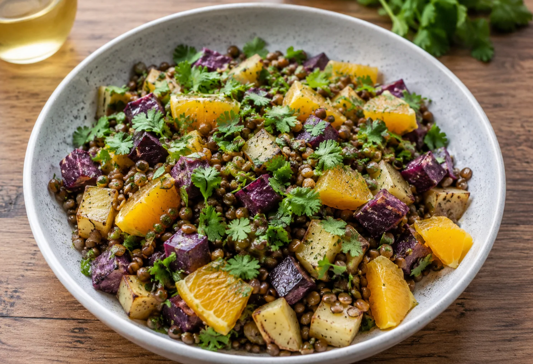 Salada de Lentilhas, Batata e Laranja