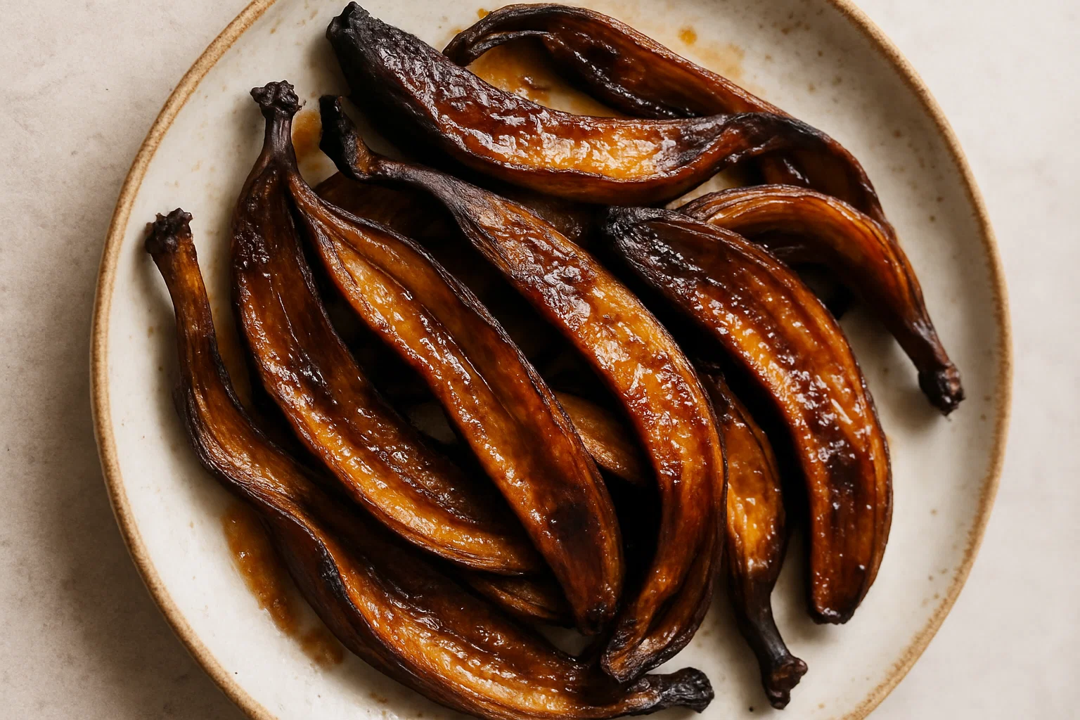 Cascas de banana caramelizadas