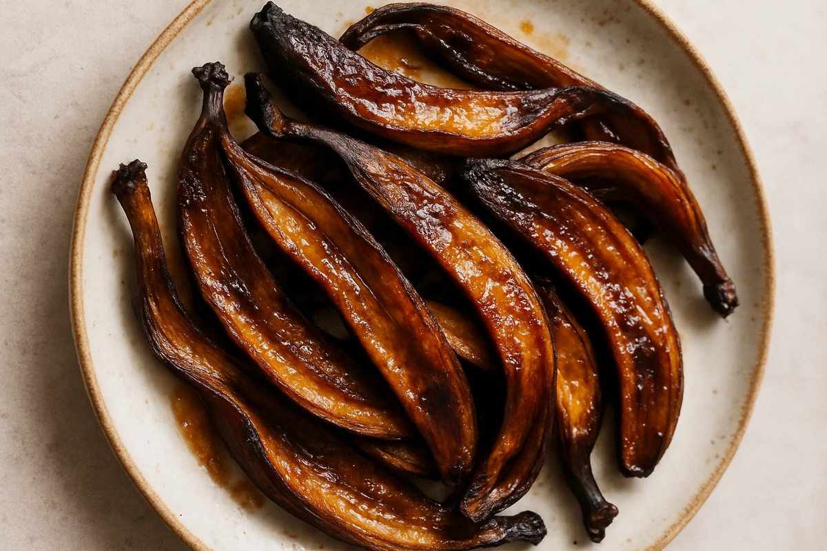 Cascas de banana caramelizadas