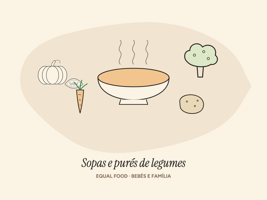 Ilustração de uma tigela de sopa de legumes com abóbora, cenoura, batata e brócolos
