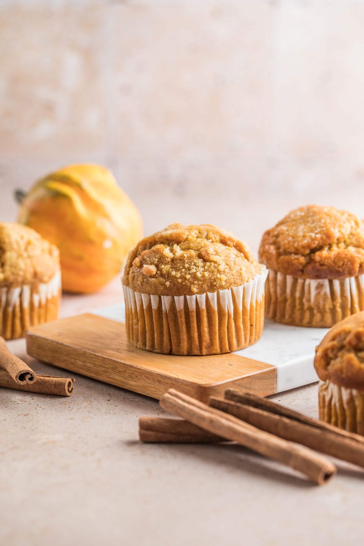Abóbora, laranja e muffins de canela