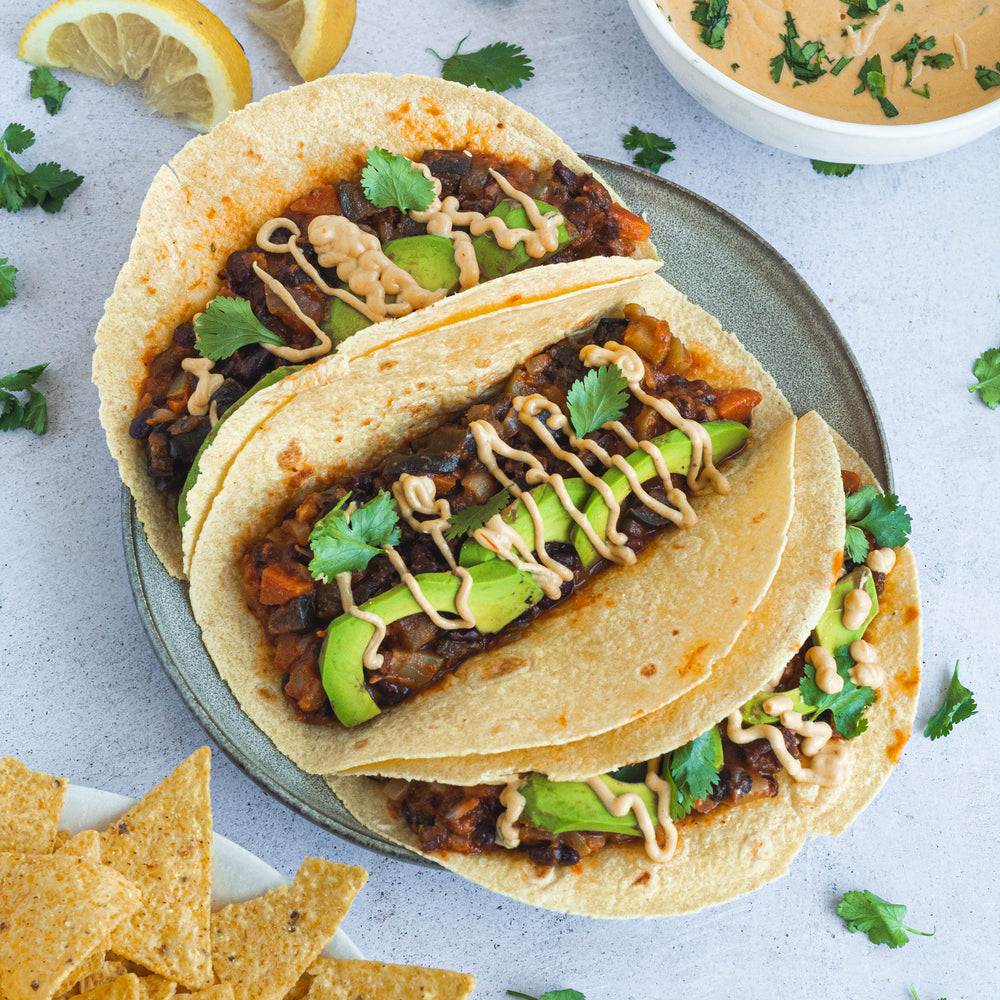 tacos com queijo vegan feito com batata doce do cabaz frutas legumes equal food